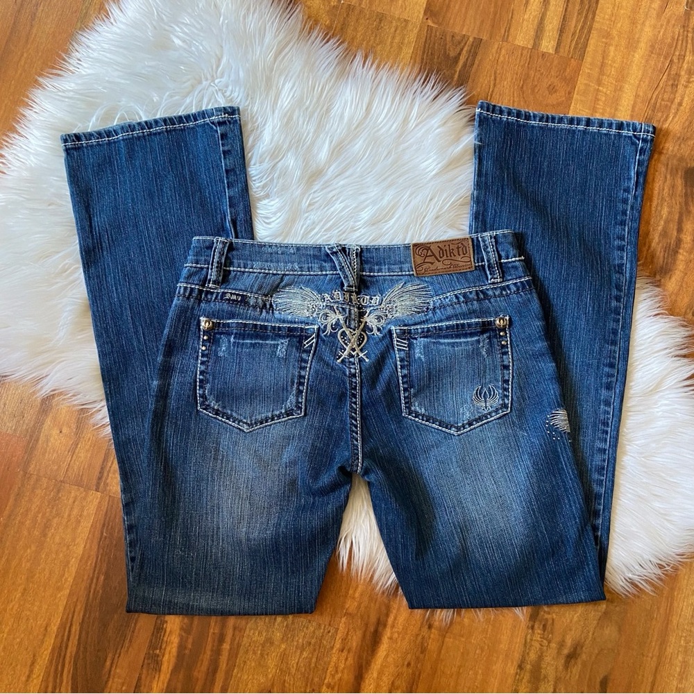 Y2k Adiktd Embroidered Angel Wings Jeans